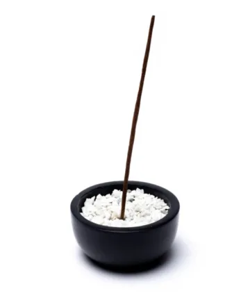 Bol à Encens Pierre Ollaire Noire + pierres blanches