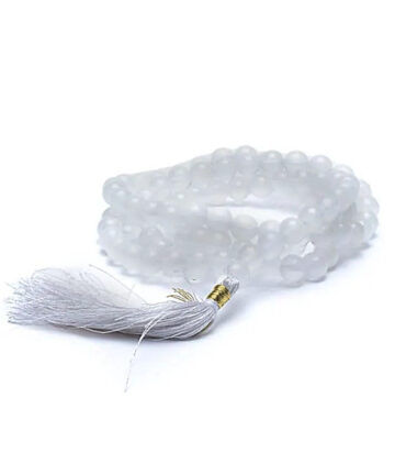 Collier Mala Agate Blanche - AA « Équilibre » 8MM