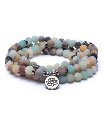 Collier / Bracelet Mala Amazonite - Lotus « Cœur des Anges »