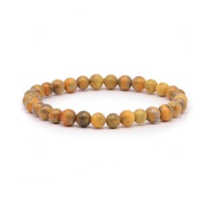 Le Bracelet Jaspe Bumblebee "Forge de Vulcain", inspiré par les couleurs vibrantes du bourdon, provient des volcans actifs de Java. Ce minéral rare incite à l'exploration de nouveaux horizons, aide à fixer et atteindre des objectifs, et favorise la paix intérieure.