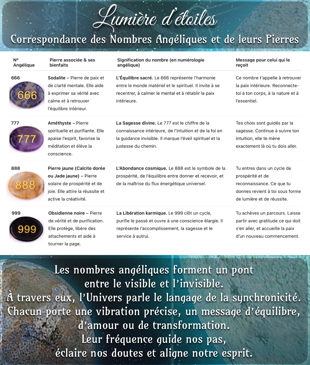 correspondance des nombres angélique de 6 à 9